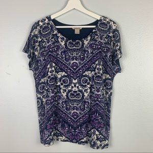 Lucky Brand Tee Shirt | purple & white | Sz Lg